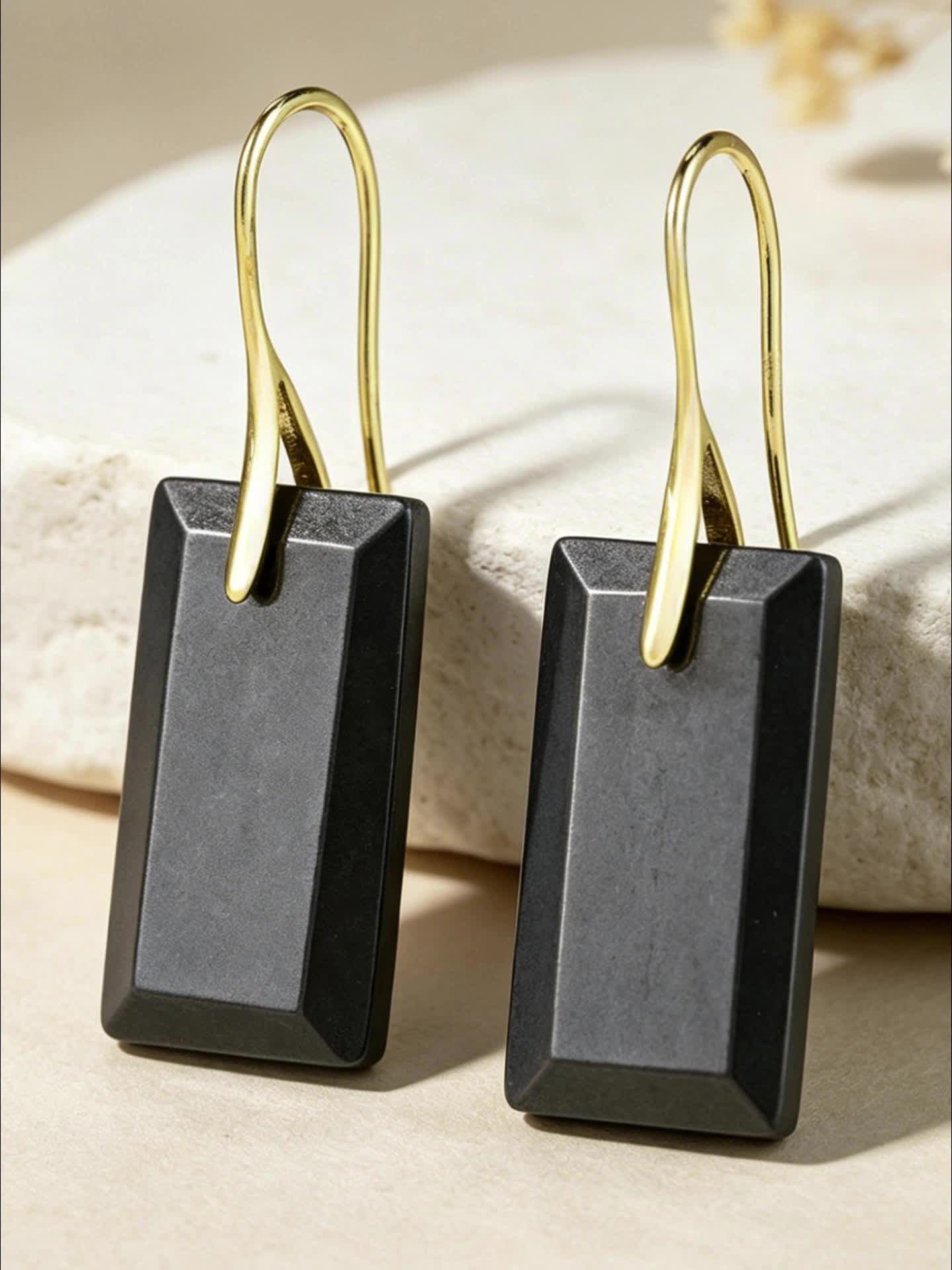 Gothic Black Hematite Earrings, Handmade Bohemian Style
